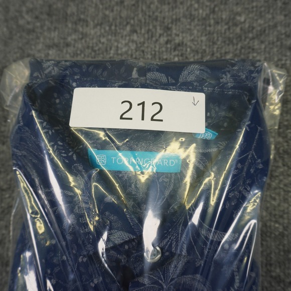 Tori Richard Hawaiian Shirt Mens Medium Blue Tropical Palm Short Sleeve Cotton - Picture 10 of 10